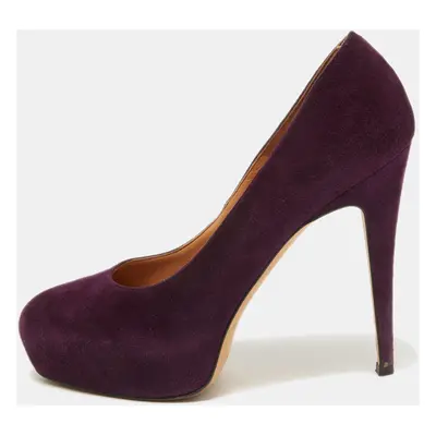 Brian Atwood Purple Suede Maniac Platform Pumps Size 38.5