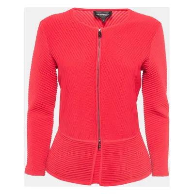 Emporio Armani Red Ottoman Knit Peplum Jacket