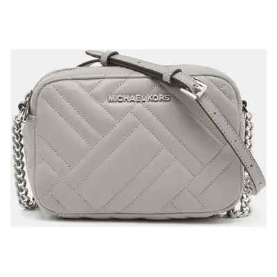 Michael Kors Grey Quitted Leather Vivianne Camera Crossbody Bag