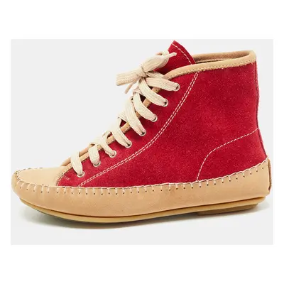 See by Chloé Red Suede High Top Sneakers Size