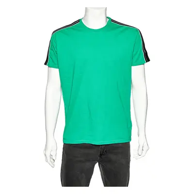 Givenchy Green Cotton Contrast Logo Tape Detail Regular Fit T-Shirt