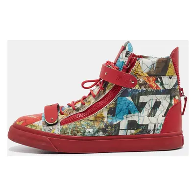 Giuseppe Zanotti Multicolor Leather Coby High Top Sneakers Size