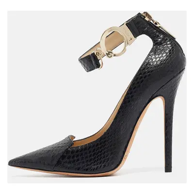 Jimmy Choo Black Python Hand Cuff Pumps Size 36.5