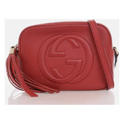 Gucci Red Leather Small Soho Disco Shoulder Bag