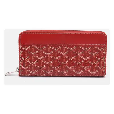 Goyard Red Goyardine Coated Canvas Matignon Zip Around Wallet