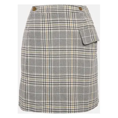 Acne Studios Beige Plaid Cotton Mini Wrap Skirt