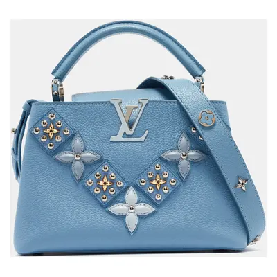 Louis Vuitton Light Blue Leather Mechanical Flower Capucines BB Bag