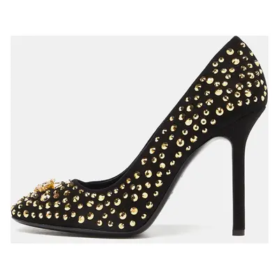 Giuseppe Zanotti Black Suede Crystal Embellished Pumps Size