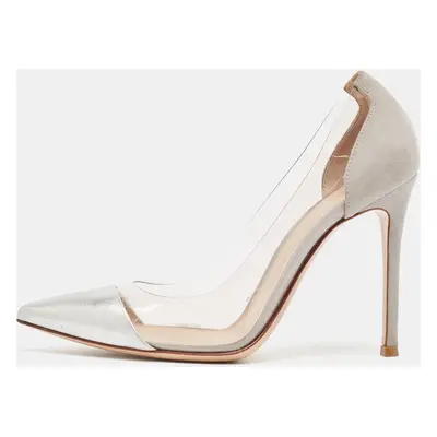 Gianvito Rossi Silver/Grey Leather and PVC Plexi Pumps Size