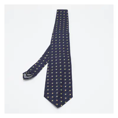 Gianfranco Ferre Navy Blue Polka Dot Silk jacquard Tie