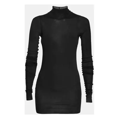 Rickowenslilies Black Knit Mock Neck Long Sleeve Top