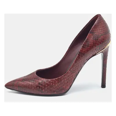 Louis Vuitton Burgundy Python Leather Slip On Pumps Size 34.5