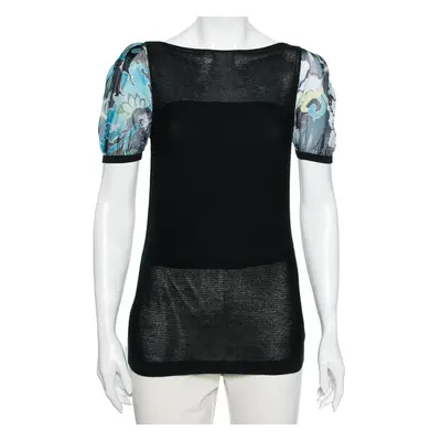 Emporio Armani Black Knit Puff Sleeve Top