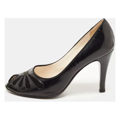 Marc Jacobs Black Leather and Suede Peep Toe Pumps Size 36.5