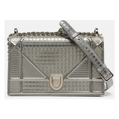 Dior Silver Patent Leather Small Diorama Shoulder Bag