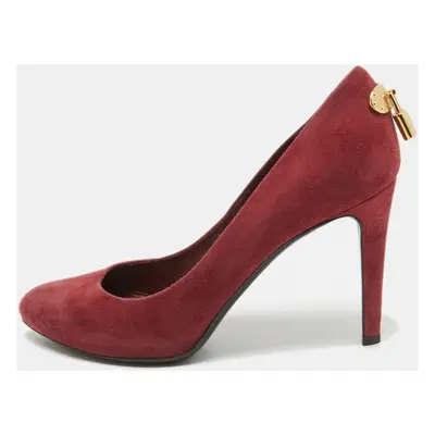 Louis Vuitton Red Suede Lock It Pumps Size