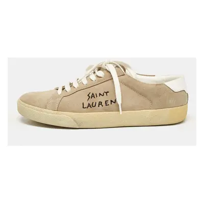 Saint Laurent Beige Leather and Suede Court Classic Sneakers Size