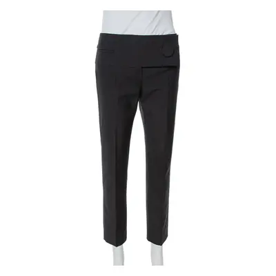 Balenciaga Black Wool Flap Closure Detail Tailored Pants