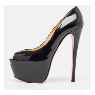 Christian Louboutin Black Patent Leather Highness Platform Pumps Size 38.5