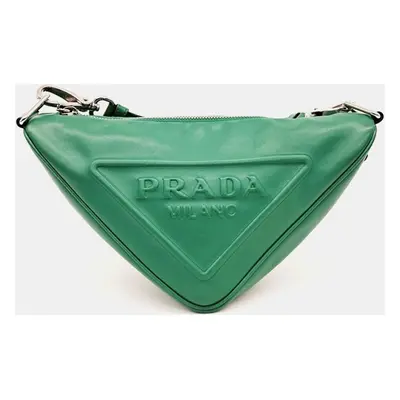 Prada Green Leather Triangle Shoulder Bag