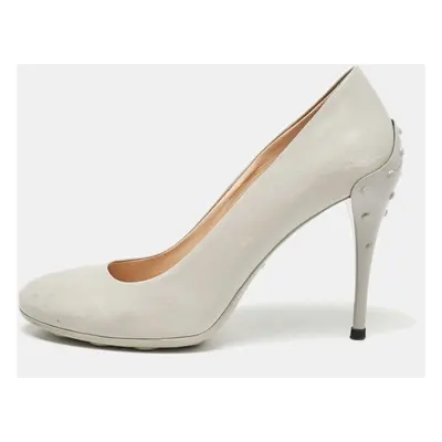 Tod's Grey Leather Round Toe Pumps Size