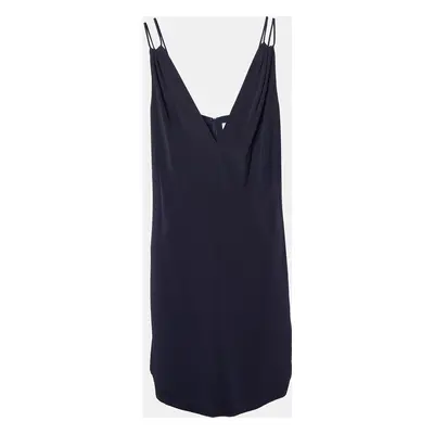 Victoria Victoria Beckham Navy Blue Plunge V-Neck Mini Dress