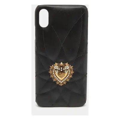 Dolce & Gabbana Black Quilted Leather Devotion iPhone Cover