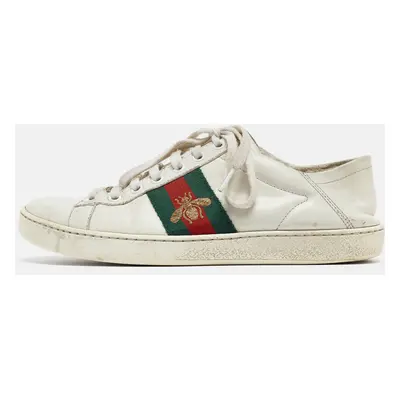 Gucci White Leather Ace Low Top Sneakers Size