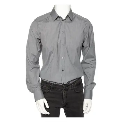 Dolce & Gabbana Grey Pin Check Cotton Front Button Shirt