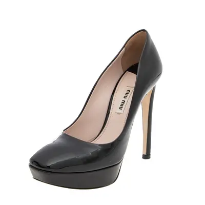 Miu Miu Black Patent Leather Platform Pumps Size