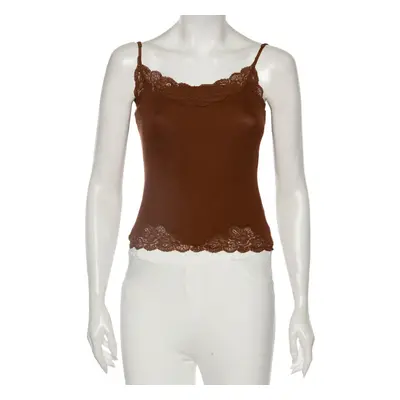 Ralph Lauren Brown Knit Lace Detailed Sleeveless Camisole