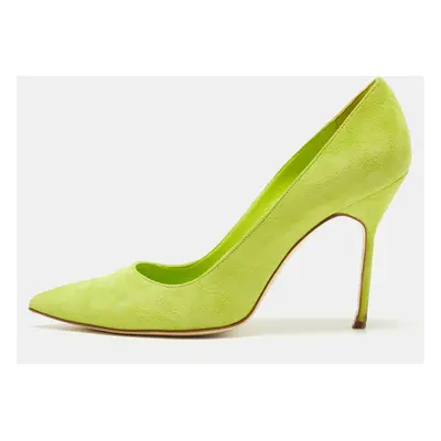 Manolo Blahnik Green Suede BB Pointed Toe Pumps Size