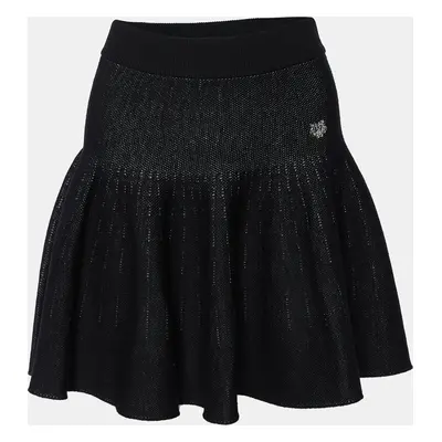 Kenzo Black Wool & Cotton Knit Skater Mini Skirt