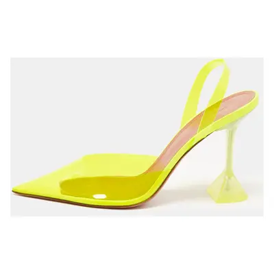 Amina Muaddi Yellow PVC Holli Glass Slingback Pumps Size 40.5