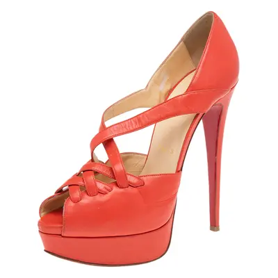 Christian Louboutin Orange Leather Platform Sandals Size