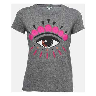 Kenzo Grey Eye Printed Cotton Crew Neck Half Sleeve T-Shirt