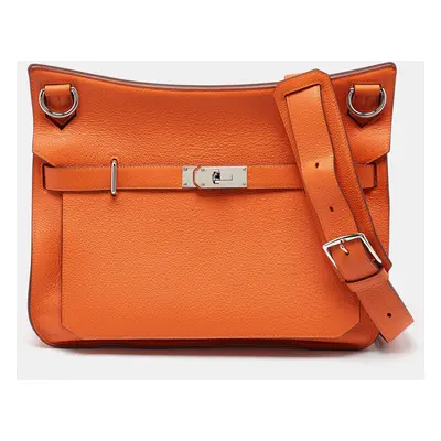 Hermès Orange Togo Leather Palladium Finish Jypsiere Bag