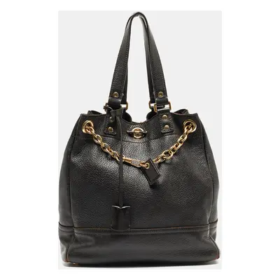 Yves Saint Laurent Choco Brown Leather Overseas Bucket Bag