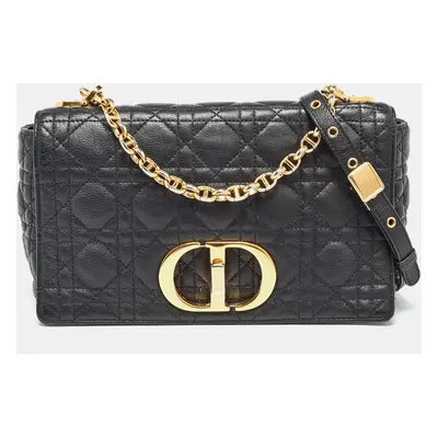 Dior Black Cannage Leather Caro Shoulder Bag