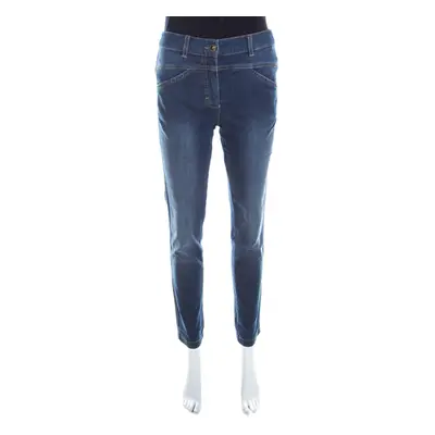 Escada Indigo Faded Effect Denim Cropped Skinny Jeans