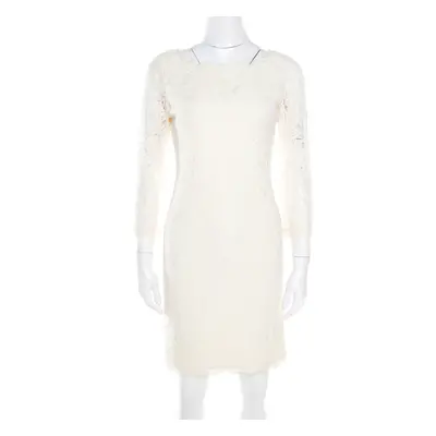 Diane Von Furstenberg Cream Long Sleeve Zarita Lace Dress