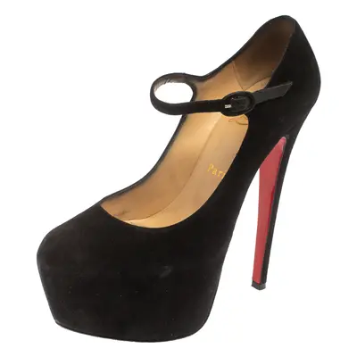 Christian Louboutin Black Suede Daffodil Mary Jane Pumps Size 36.5