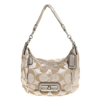 Coach Beige/Gold Canvas and Leather Kristin Hobo