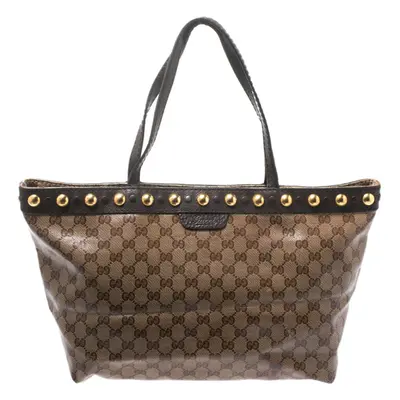 Gucci Beige/Ebony GG Crystal Canvas and Leather Babouska Tote