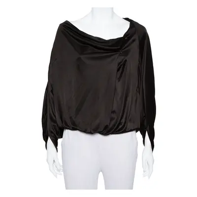 Emporio Armani Black Jersey Button Detail Oversized Top