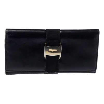 Salvatore Ferragamo Black Leather Bow Wallet