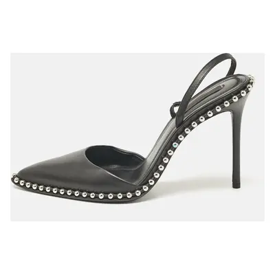 Alexander Wang Black Leather Nova Studded Rina Slingback Pumps Size