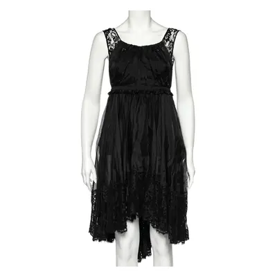 D&G Black Sheer Silk Lace Trim Sleeveless Dress