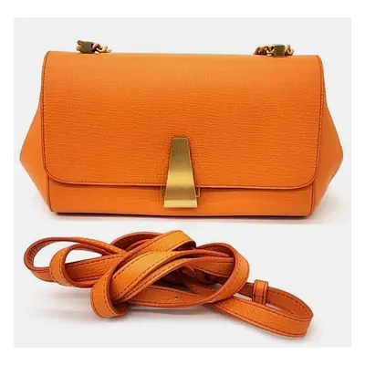 Bottega Veneta Orange Leather Medium BV Angle Shoulder Bag