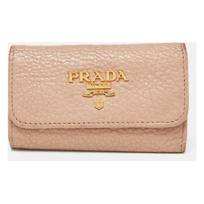 Prada Beige Leather Rings Key Holder Case